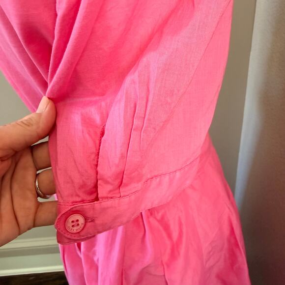 Vintage Inspired Alex Marie Pink Wrap Dress Size 14 Eyelet Hem Fit & Flare - Picture 7 of 11